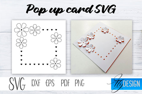Frame Pop Up Card SVG, Pop-Up Greeting Card, Cricut Pop Up Card, Pop Up Card Circle SVG, Square Svg, 3D Card, Heart SVG Card Bundle SVG Fly Design 