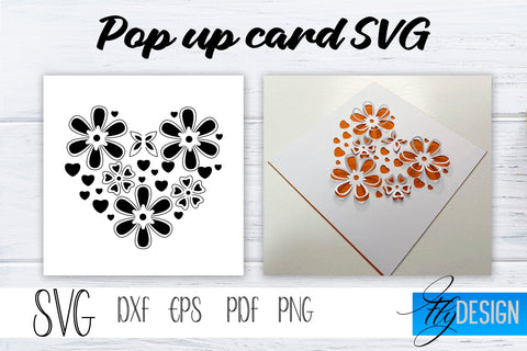 Frame Pop Up Card SVG, Pop-Up Greeting Card, Cricut Pop Up Card, Pop Up Card Circle SVG, Square Svg, 3D Card, Heart SVG Card Bundle SVG Fly Design 