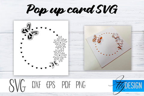 Frame Pop Up Card SVG, Pop-Up Greeting Card, Cricut Pop Up Card, Pop Up Card Circle SVG, Square Svg, 3D Card, Heart SVG Card Bundle SVG Fly Design 
