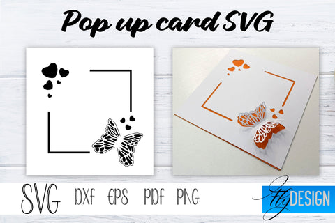 Frame Pop Up Card SVG, Pop-Up Greeting Card, Cricut Pop Up Card, Pop Up Card Circle SVG, Square Svg, 3D Card, Heart SVG Card Bundle SVG Fly Design 