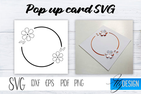 Frame Pop Up Card SVG, Pop-Up Greeting Card, Cricut Pop Up Card, Pop Up Card Circle SVG, Square Svg, 3D Card, Heart SVG Card Bundle SVG Fly Design 