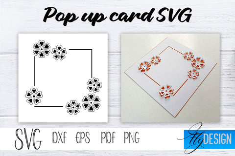 Frame Pop Up Card SVG, Pop-Up Greeting Card, Cricut Pop Up Card, Pop Up Card Circle SVG, Square Svg, 3D Card, Heart SVG Card Bundle SVG Fly Design 
