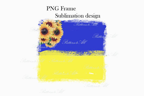 Frame Sublimation Background,Stand with Ukraine,PNG download,Ukrainian flag sublimation design,Patriotic printable transfer,Sunflower Frame Digital Pattern ArtStudio 