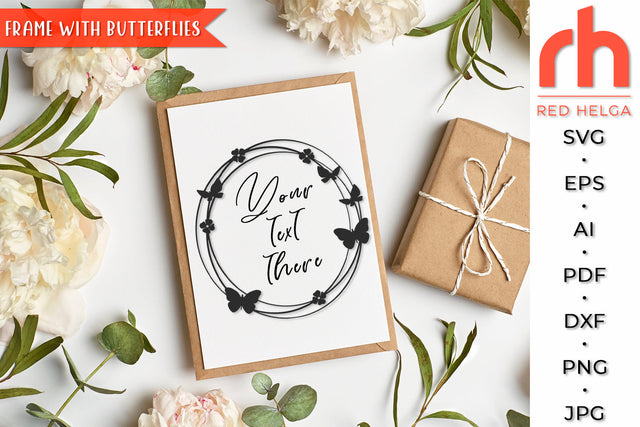 Frame with Butterflies SVG - Circle Wreath Cut File SVG RedHelgaArt 
