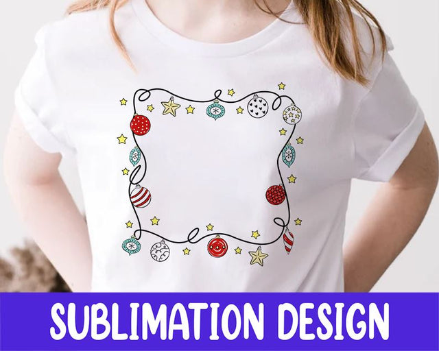 Frame with Christmas Tree Lights, Christmas Frame Sublimation Design, Christmas Frame PNG Sublimation iStyleDesign 