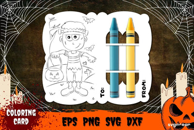 Frankenstein Coloring Card Svg SVG SvgOcean 