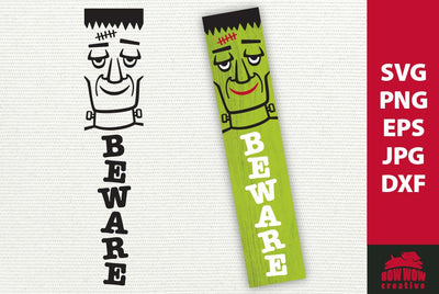 Frankenstein Halloween Porch Sign | SVG EPS JPG PNG DXF SVG Bow Wow Creative 