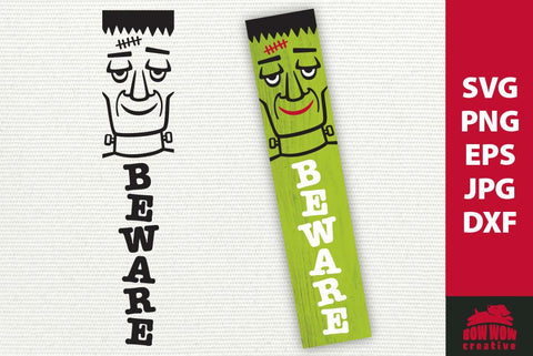 Frankenstein Halloween Porch Sign | SVG EPS JPG PNG DXF SVG Bow Wow Creative 