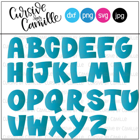 Frankie Frankie Fun Alphabet SVG Cut File Hand Lettered SVG Cursive by Camille 