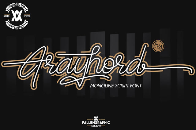 Frayhord Monoline Script Font Fallen Graphic Studio 