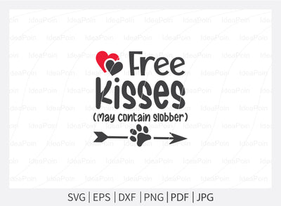 Free kisses (May contain slobber) svg, Dog Bandana svg, Valentine's Day Dog Bandana svg, Valentine's Day svg, Dog valentine svg, Dog Life svg, dog valentine quotes, Dog SVG Dinvect 