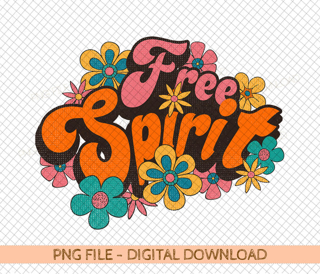 Free Spirit Retro Flowers| PNG File, Sublimation Design, Digital Download, Sublimation Print Sublimation DiamondDesign 