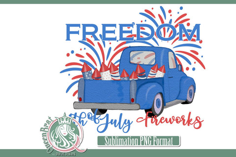 Freedom Blue Truck Sublimation Sublimation QueenBrat Digital Designs 