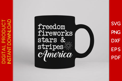 Freedom Fireworks Stars & Stripes America SVG PNG PDF Cut File SVG Creativedesigntee 
