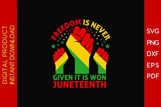 Freedom Is Never Given It Is Won Juneteenth SVG PNG PDF Cut File SVG Creativedesigntee 