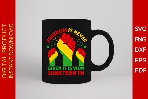 Freedom Is Never Given It Is Won Juneteenth SVG PNG PDF Cut File SVG Creativedesigntee 