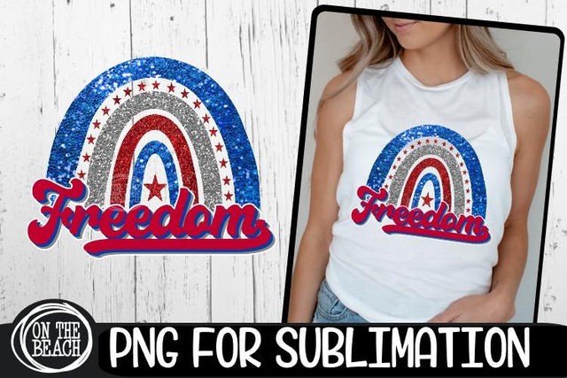 Freedom - Rainbow - Hand Drawn - Glitter - PNG 300 DPI Sublimation On the Beach Boutique 