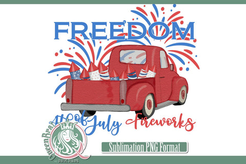 Freedom Red Truck Sublimation Sublimation QueenBrat Digital Designs 