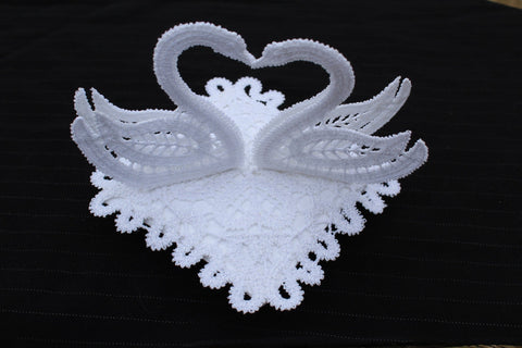 Freestanding lace embroidery design Wedding Ring Pillow Swans Embroidery/Applique DESIGNS ImilovaCreations 