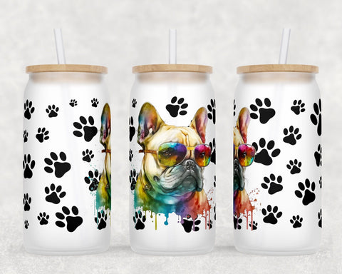French Bulldog Libbey Glass Can Wraps, 16 Oz Glass Can Sublimation Designs, French Bulldog Glass Can PNG Files, French Bulldog Glass Can Wraps Sublimation HappyDesignStudio 