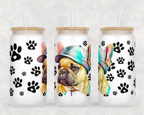 French Bulldog Libbey Glass Can Wraps, 16 Oz Glass Can Sublimation Designs, French Bulldog Glass Can PNG Files, French Bulldog Glass Can Wraps Sublimation HappyDesignStudio 