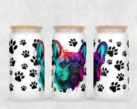 French Bulldog Libbey Glass Can Wraps, 16 Oz Glass Can Sublimation Designs, French Bulldog Glass Can PNG Files, French Bulldog Glass Can Wraps Sublimation HappyDesignStudio 
