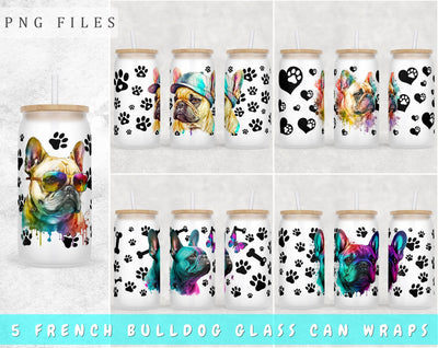 French Bulldog Libbey Glass Can Wraps, 16 Oz Glass Can Sublimation Designs, French Bulldog Glass Can PNG Files, French Bulldog Glass Can Wraps Sublimation HappyDesignStudio 