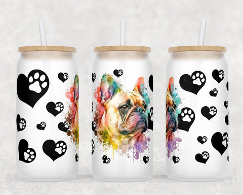 French Bulldog Libbey Glass Can Wraps, 16 Oz Glass Can Sublimation Designs, French Bulldog Glass Can PNG Files, French Bulldog Glass Can Wraps Sublimation HappyDesignStudio 