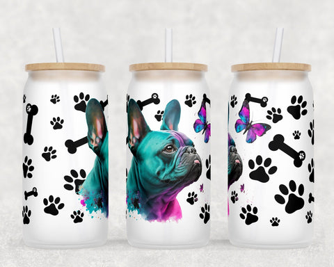 French Bulldog Libbey Glass Can Wraps, 16 Oz Glass Can Sublimation Designs, French Bulldog Glass Can PNG Files, French Bulldog Glass Can Wraps Sublimation HappyDesignStudio 
