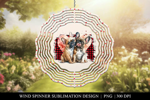 French Bulldog Love Heart Wind Spinner Sublimation PNG Sublimation BijouBay 