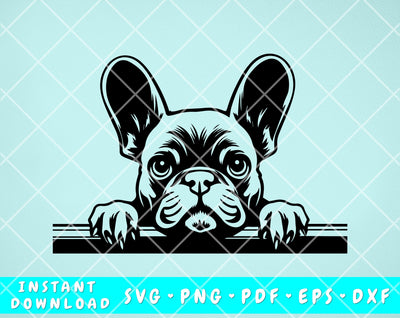 French Bulldog Peeking SVG, French Bulldog Cut File For Cricut, Silhouette, French Bulldog Clipart SVG HappyDesignStudio 
