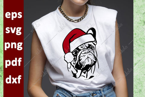 French Bulldog Santa Hat Cut File Clipart PNG SVG EPS DXF PDF SVG nikola 