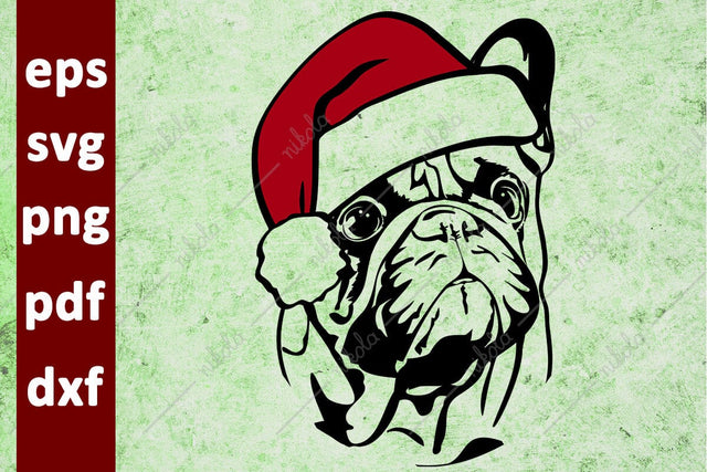 French Bulldog Santa Hat Cut File Clipart PNG SVG EPS DXF PDF SVG nikola 