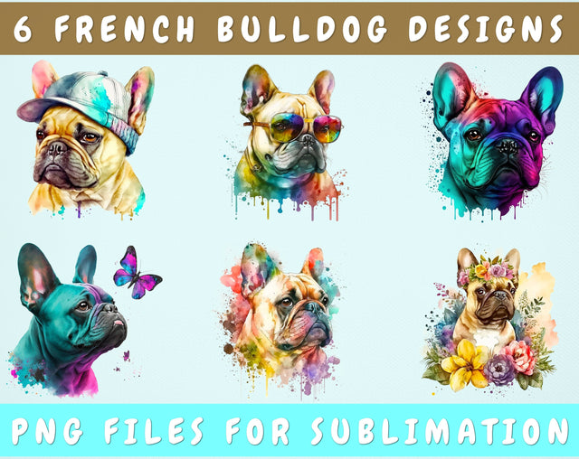 French Bulldog Sublimation Designs Bundle, 6 Designs, French Bulldog PNG Files, French Bulldog In Sunglasses PNG, French Bulldog Clipart, Frenchie PNG Sublimation HappyDesignStudio 