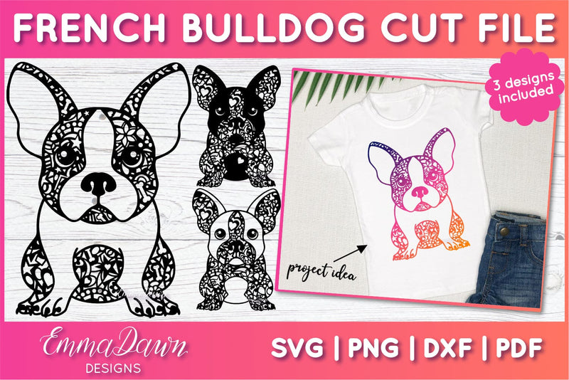 French Bulldog SVG | Zentangle Dog Cut File SVG Emma Dawn Designs 