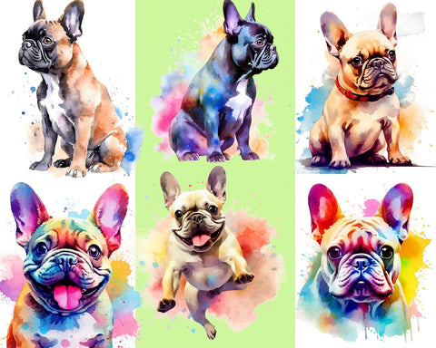 French Bulldog Watercolor JPG PNG Sublimation nikola 