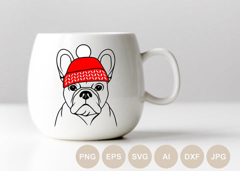 French Bulldog with Hat Svg, Dog Cut file, French Bulldog Svg, Christmas Svg, Animal Svg, Pet Face, Christmas Shirt Svg Designs, Silhouette SVG BogeliaVector 