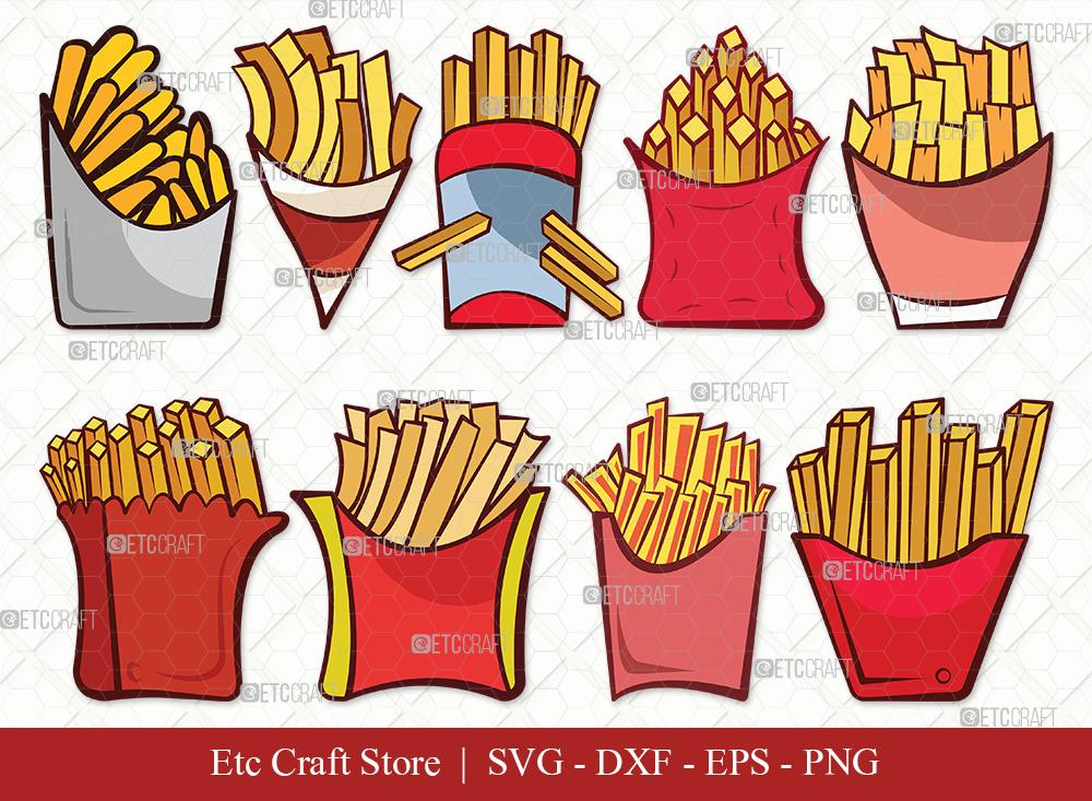French Fries outline SVG Cut File | Fries Svg | Fast Food Svg | Snack ...