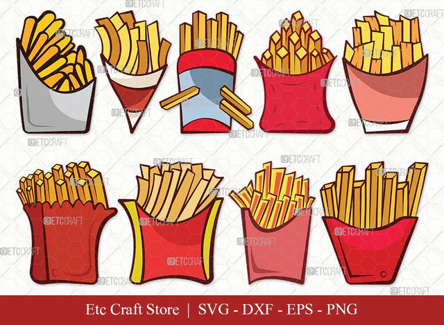 French Fries Clipart SVG Cut File | Fries Svg | Fast Food Svg | Snack Svg | Potato Svg | French Fries Bundle | Eps | Dxf | Png SVG ETC Craft 
