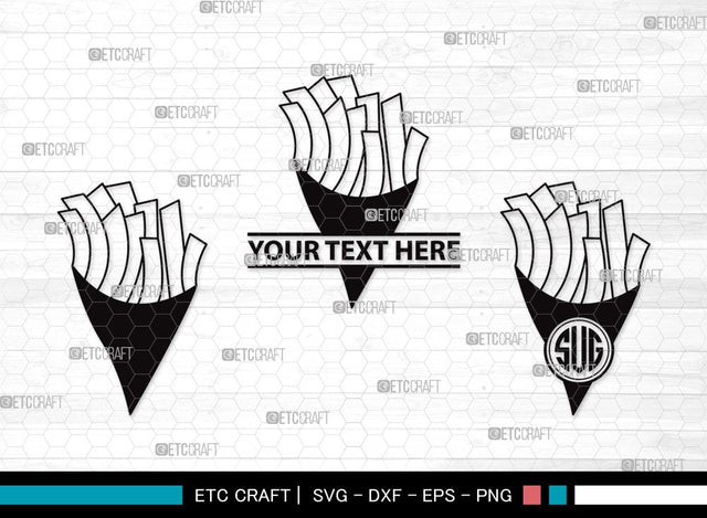 French Fries Monogram SVG | Fries Svg | Fast Food Svg | Snack Svg | Potato Svg | French Fries Clipart SVG ETC Craft 