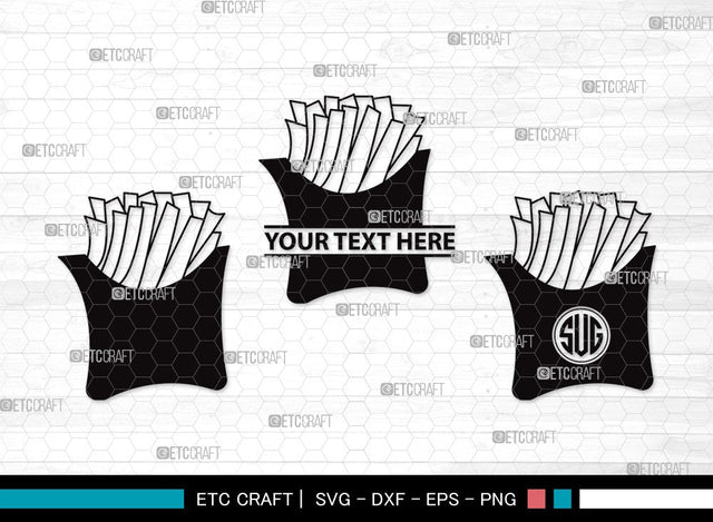 French Fries Monogram SVG | Fries Svg | Fast Food Svg | Snack Svg | Potato Svg | French Fries Clipart SVG ETC Craft 