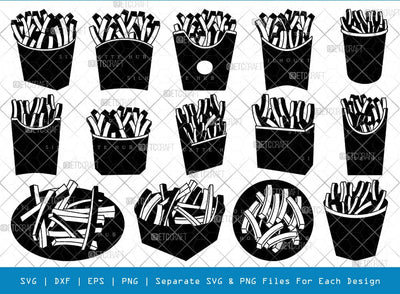 French Fries Silhouette, Fries SVG, Fastfood Svg, Snacks Svg, French Fry Svg, French Fries Bundle, SB00793 SVG ETC Craft 