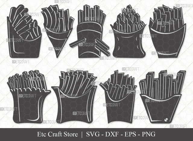 French Fries Silhouette SVG Cut File | Fries Svg | Fast Food Svg | Snack Svg | Potato Svg | French Fries Bundle | Eps | Dxf | Png SVG ETC Craft 