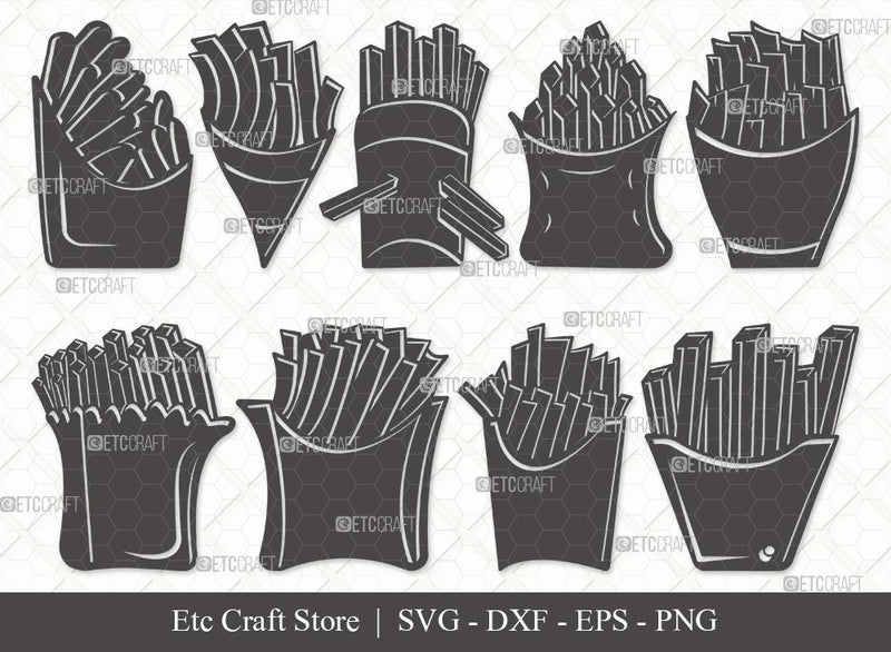 French Fries Silhouette SVG Cut File | Fries Svg | Fast Food Svg ...