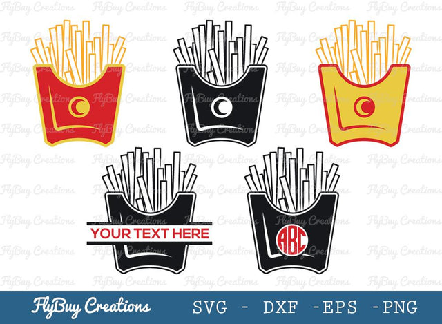 French Fries Svg Cut File| Fries | Fast Food | Snack | Potato | Split Monogram | Circle Monogram SVG ETC Craft 