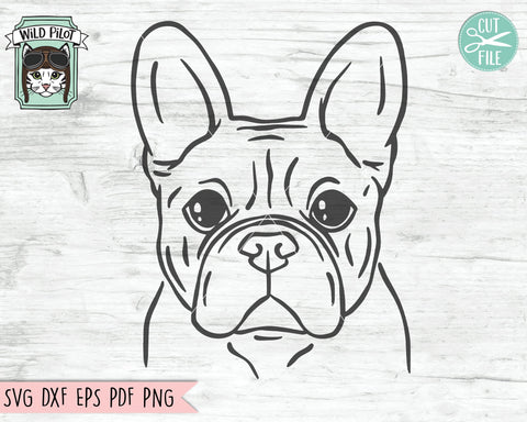 French SVG File, Dog SVG File, French Bulldog SVG File, Frenchie Cut File, Animal Face SVG, Cute Dog SVG, Dog Face SVG, Animal SVG File SVG Wild Pilot 