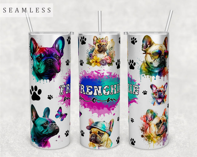 Frenchie Mom Tumbler Wrap, 20oz Skinny Tumbler Sublimation Design, Frenchie Mama Tumbler PNG Sublimation HappyDesignStudio 