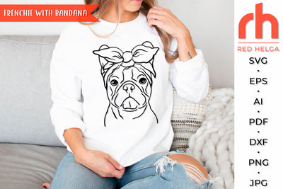 Frenchie with Bandana SVG - French Bulldog Cut File SVG RedHelgaArt 