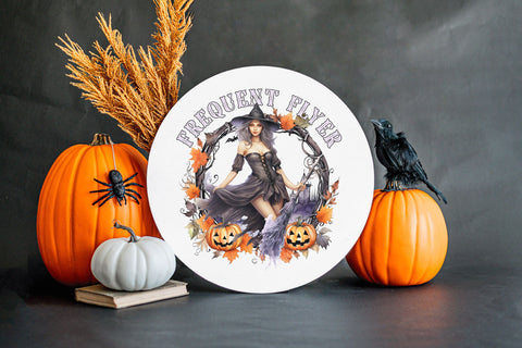 Frequent Flyer PNG, Funny Witch Halloween Sublimation Design Sublimation BijouBay 