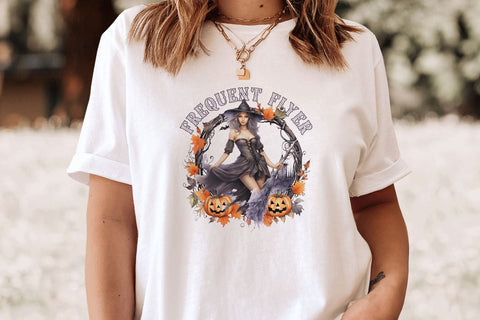 Frequent Flyer PNG, Funny Witch Halloween Sublimation Design Sublimation BijouBay 